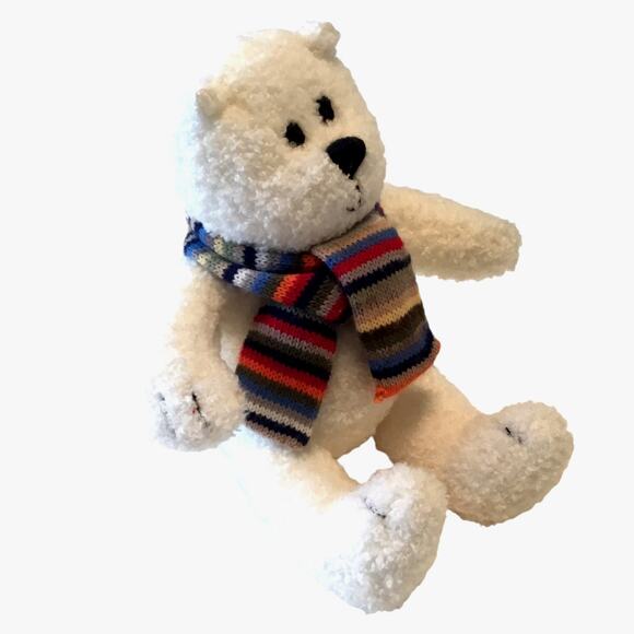 Polar Plush Bear Baby GAP White Striped Knit Scarf Vintage - Picture 2 of 8